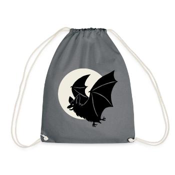 Bat in front of the moon - Drawstring Bag - grey - Front