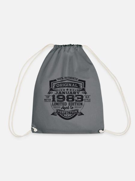 Jahrgang 1983 Januar 40. Geburtstag Geschenk Mann - Turnbeutel - Grau