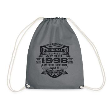 25th birthday man April Born 1998 Original - Drawstring Bag - grey - Front