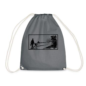 Père et fille avec l'idée cadeau coucher du soleil - Sac de sport léger - gris - Devant