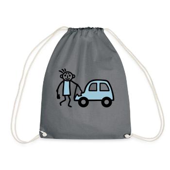 Strichmännchen Autowäsche - V2 - Turnbeutel - Grau - Vorne