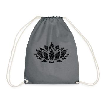 Blume schwarz cool stylish modern Mode modisch - Turnbeutel - Grau - Vorne