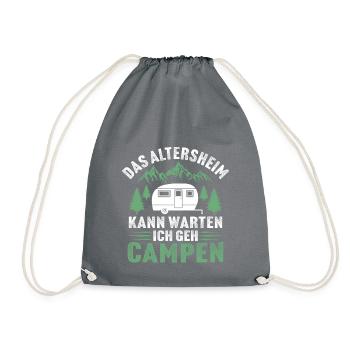 das altersheim kann warten ich geh campen - Turnbeutel - Grau - Vorne