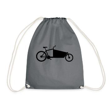 Cargo bike silhouette black - Drawstring Bag - grey - Front
