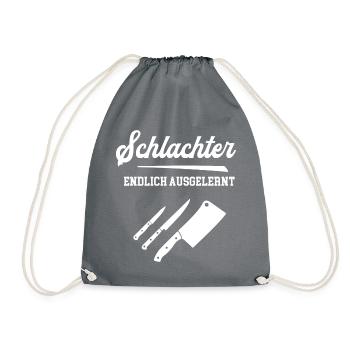 Schlachter Endlich Ausgelernt Lehrling Azubi Lehre - Turnbeutel - Grau - Vorne