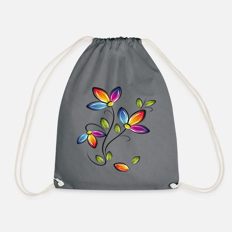 Blumenranke, Flowers - Turnbeutel - Grau