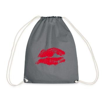 Kissing Lips Lipstick Cadeau de la Saint-Valentin - Sac de sport léger - gris - Devant
