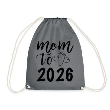 Mom To 2026 Fußabdruck Design - Turnbeutel - Grau - Vorne