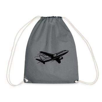 plane - Drawstring Bag - grey - Front