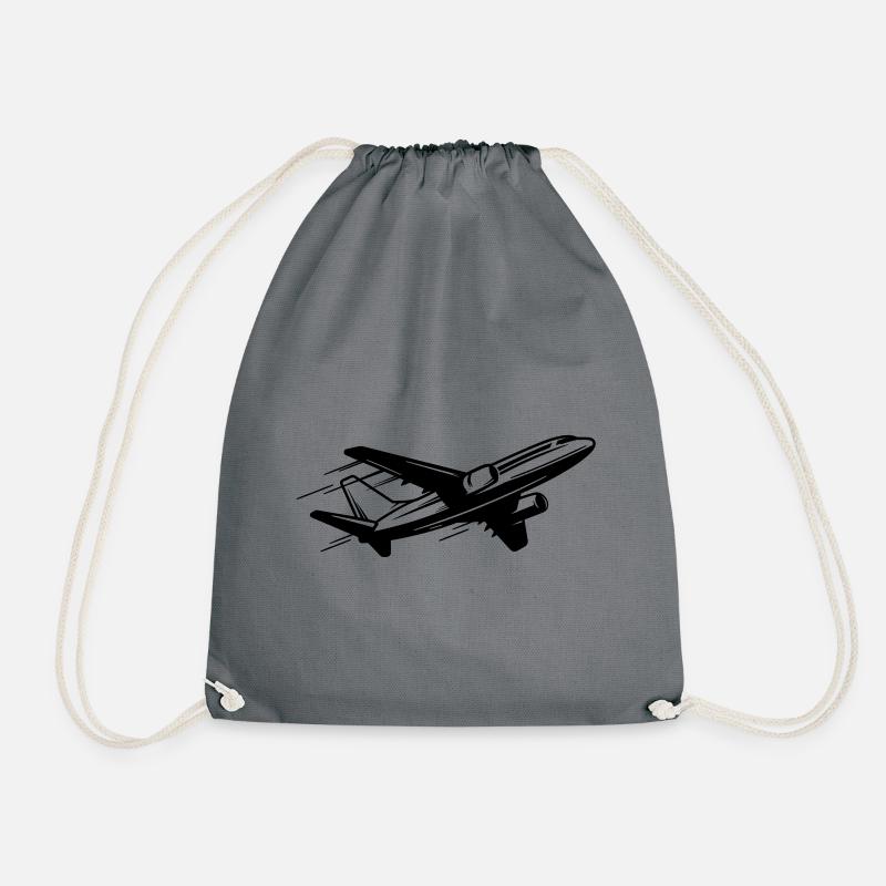 plane - Drawstring Bag - grey