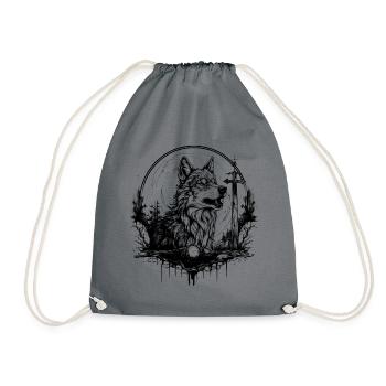 Wolf Tattoo Design - Turnbeutel - Grau - Vorne