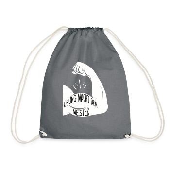 Übung macht den meister - citation allemand muscu - Sac de sport léger - gris - Devant