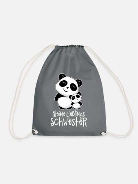 Kleine Lieblingsschwester - Beste Schwester Pandas - Turnbeutel - Grau
