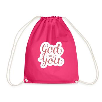 God Loves You Christian Religious Blessed - Sac de sport léger - fuchsia - Devant