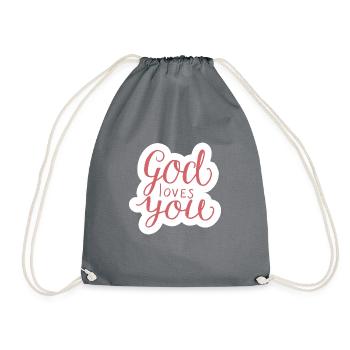 God Loves You Christian Religious Blessed - Sac de sport léger - gris - Devant