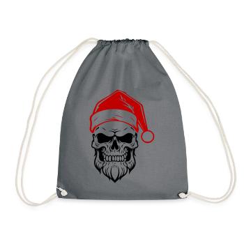Santa Claus Skull - Drawstring Bag - grey - Front