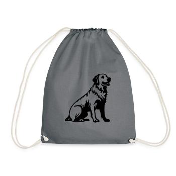 Golden Retriever Dog - Drawstring Bag - grey - Front