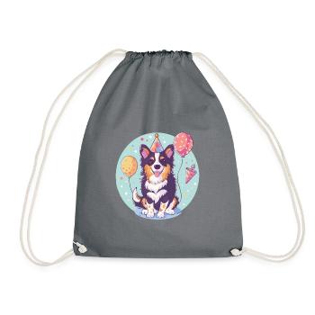 Border Collie Chiens Anniversaire Bébé - Sac de sport léger - gris - Devant