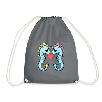Seahorse Couple Valentine's Day - Drawstring Bag - grey - Front