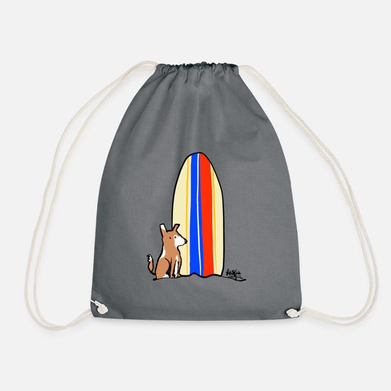 Hund mit Board - Turnbeutel - Grau