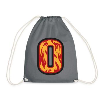 Buchstabe O mit Flammen - Buchstabe mit Feuer 🔥 - Turnbeutel - Grau - Vorne