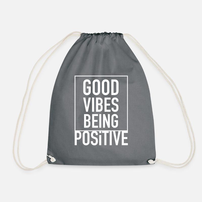 Be positive - Drawstring Bag - grey