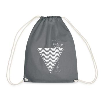 Triangle sea and love the boat - Drawstring Bag - grey - Front