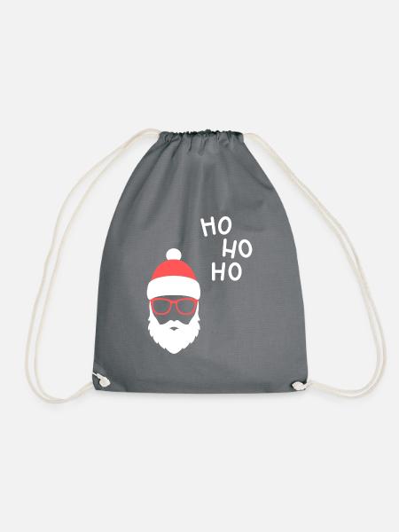 Weihnachtsmann Mütze Sonnenbrille Bart Santa - Turnbeutel - Grau