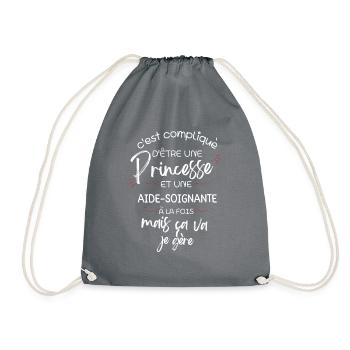 T-shirt Princesse Aide Soignante - cadeau drôle - Sac de sport léger - gris - Devant