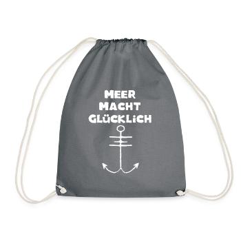 Meer macht glücklich - Turnbeutel - Grau - Vorne
