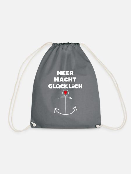 Meer macht glücklich - Turnbeutel - Grau