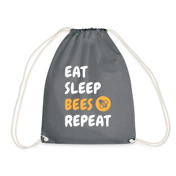 Eat, Sleep, Bees, Repeat - Turnbeutel - Grau - Vorne