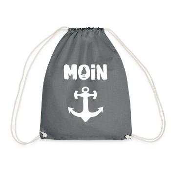 Moin Shirt - Moin die Möwe. Du bist mein Anker - Turnbeutel - Grau - Vorne
