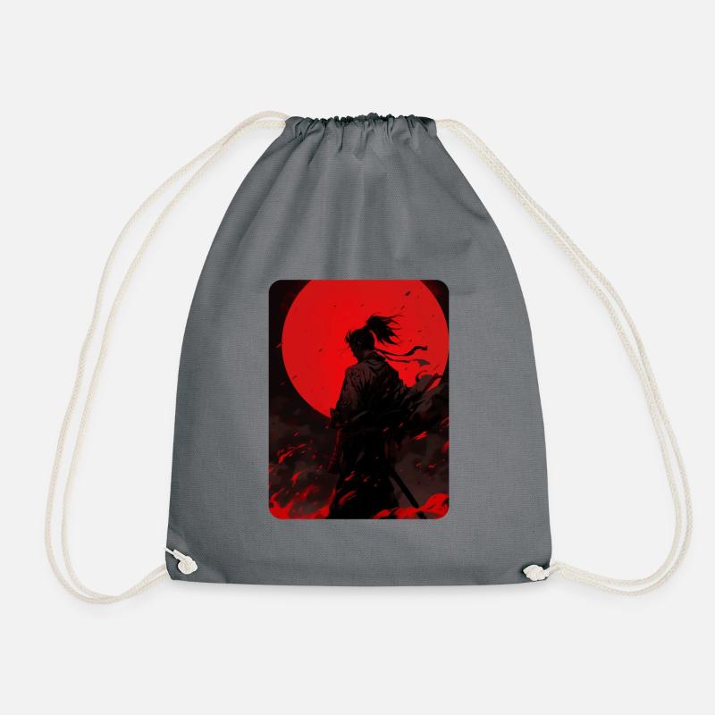 Blood Moon Samurai - Drawstring Bag - grey
