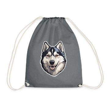 Siberian Husky - Drawstring Bag - grey - Front