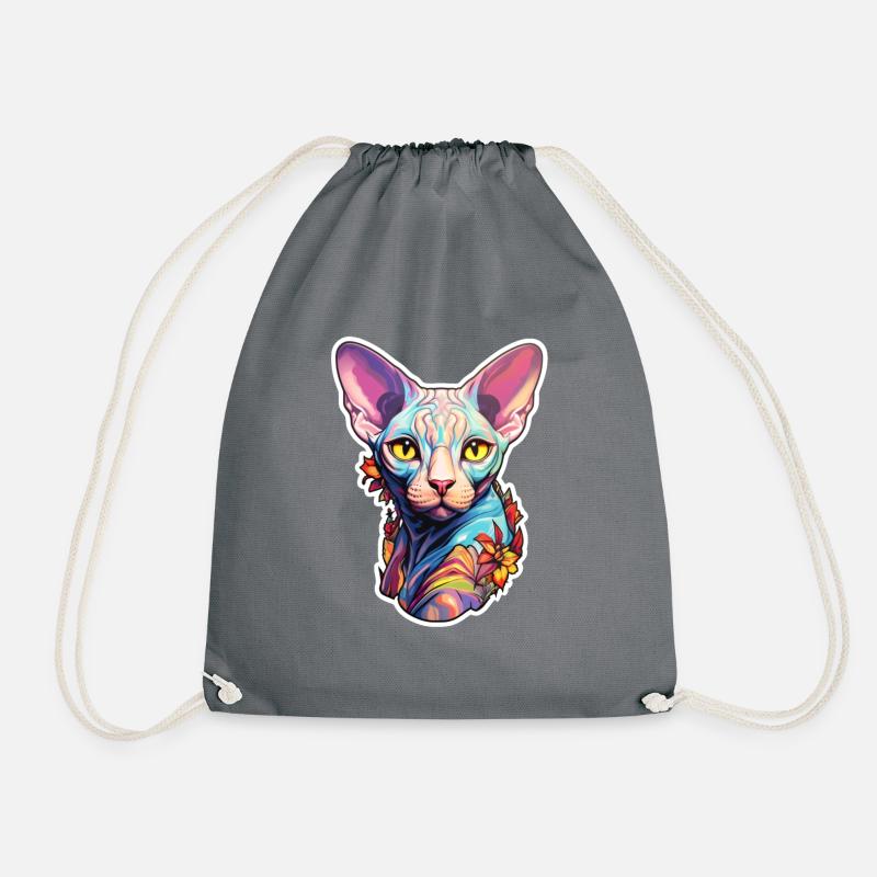 Sphynx Cat Head - Drawstring Bag - grey
