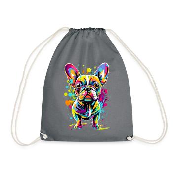 Bouledogue Français Coloré - Race de chien - Sac de sport léger - gris - Devant