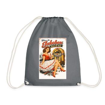 50s Diner Pin-Up: Where the Jukebox - Drawstring Bag - grey - Front