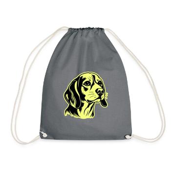 Beagle Hund Kopf - Turnbeutel - Grau - Vorne