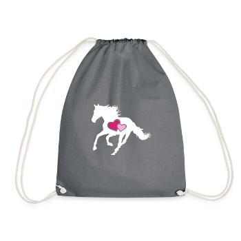 Pferde Pferd reiten - Turnbeutel - Grau - Vorne