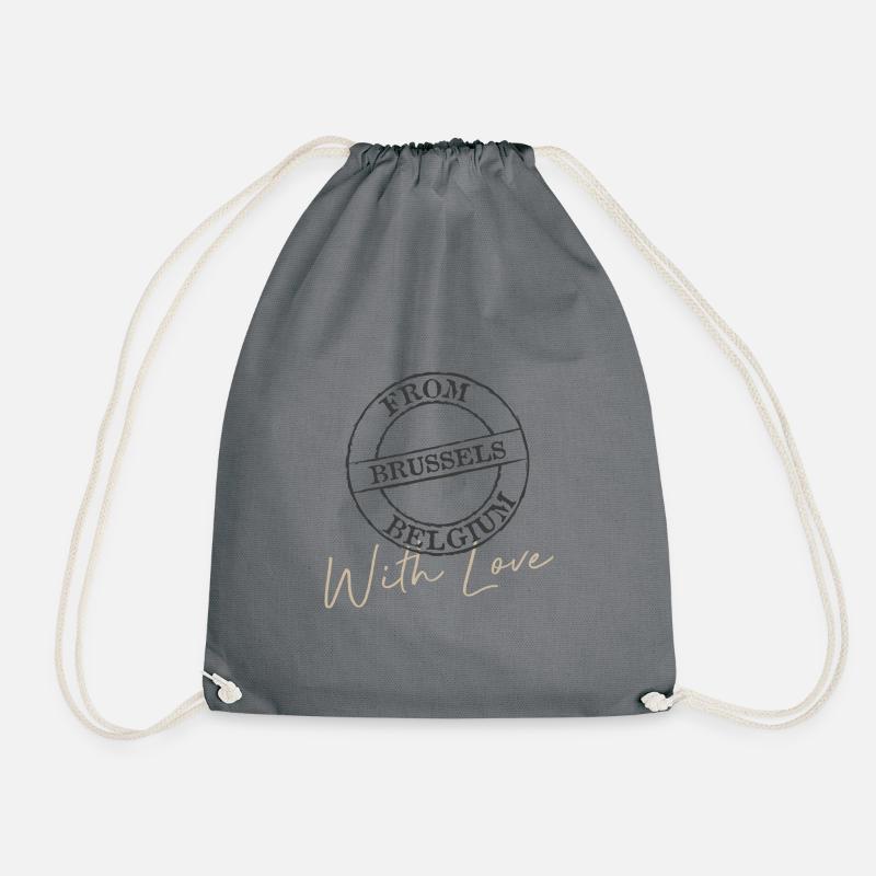 Brussels with love - Drawstring Bag - grey