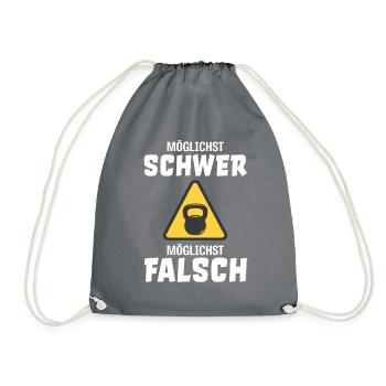 Möglichst schwer möglichst falsch Kraftsport Gym - Turnbeutel - Grau - Vorne