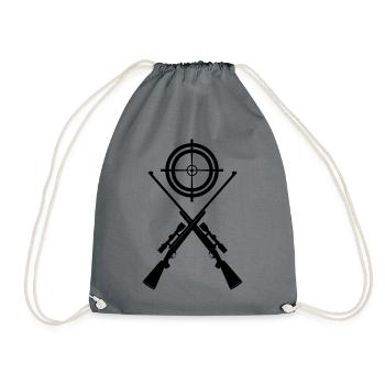 Two crossed shotguns with visor - Drawstring Bag - grey - Front