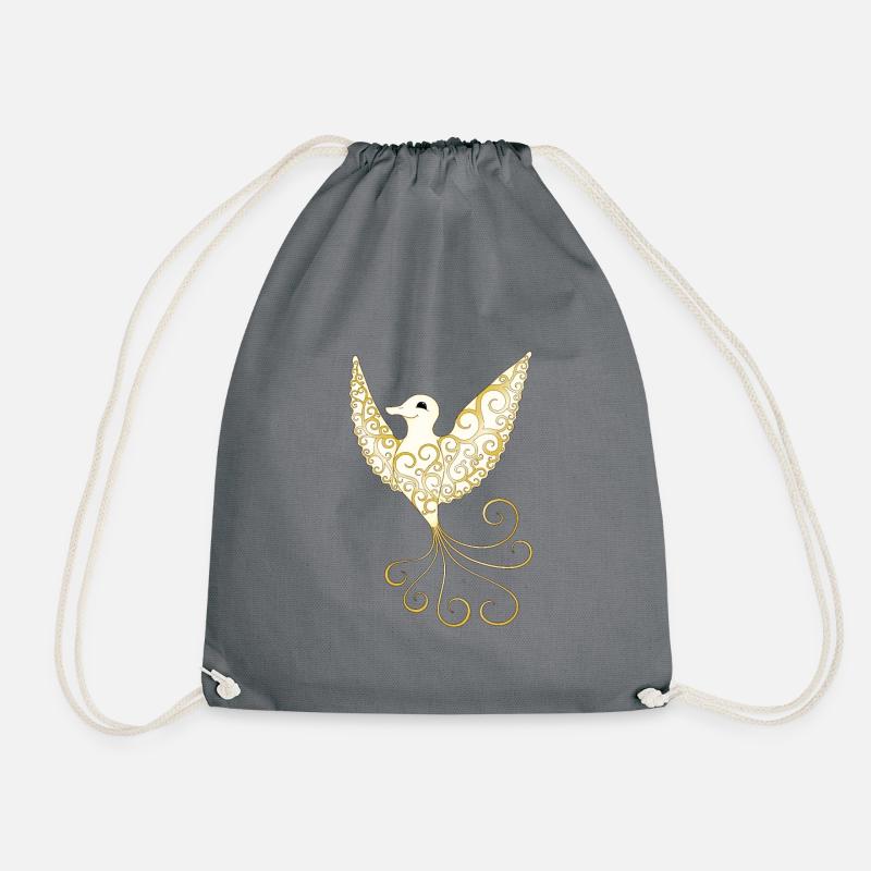 Golden Dream Bird - Drawstring Bag - grey