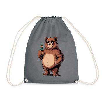 Ours de bière fraîche avec lunettes de soleil - Sac de sport léger - gris - Devant