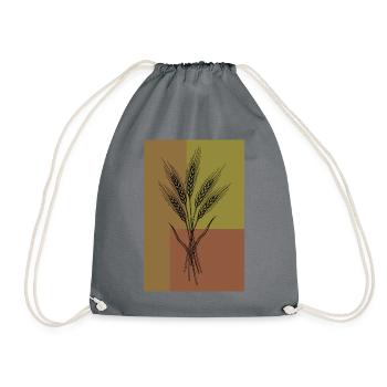 Weizen Ähren Line Art – Botanisches Design - Turnbeutel - Grau - Vorne