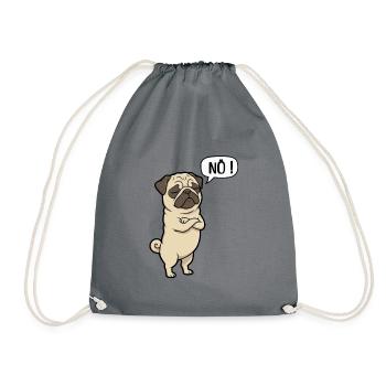 NÖ Pug Eigensinniger Mops-Charme - Turnbeutel - Grau - Vorne