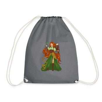 Witch Red Hair Bird Pretty Lady Model Fantasy - Drawstring Bag - grey - Front