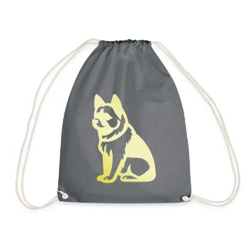 Akita Inu Hund Silhouette - Turnbeutel - Grau - Vorne