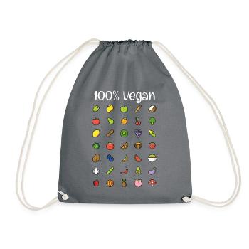 100 % Vegan - Turnbeutel - Grau - Vorne
